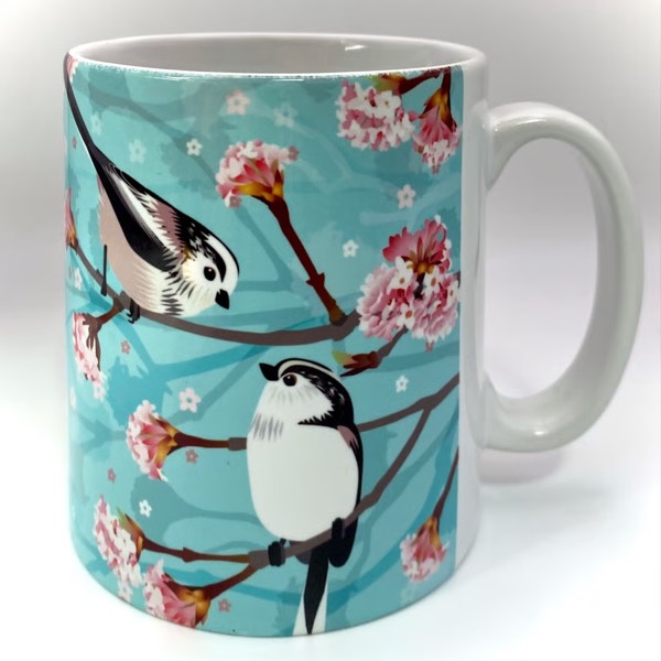 Mug with original bird illustration